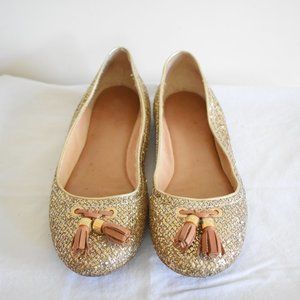 Sperry Gold Glitter Tassel Ballet Flats